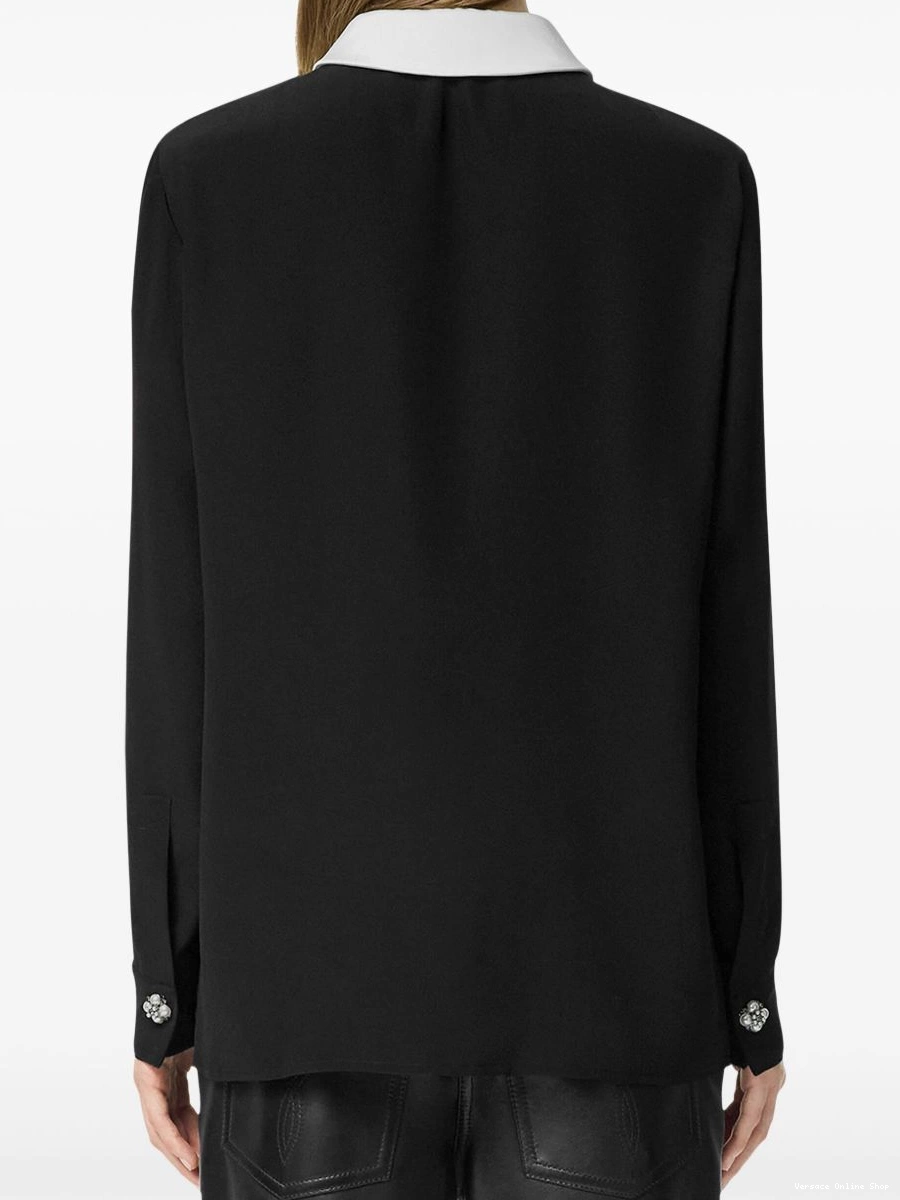 Cheap Versace contrast-collar shirt Women crepe silk 0427